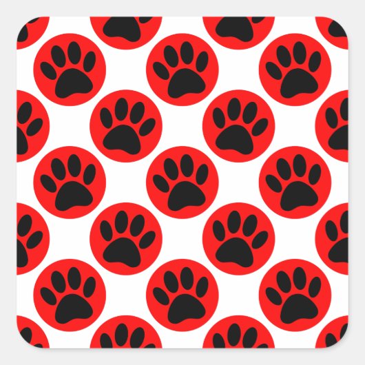 Zwarte honden in rode poka-stippen vierkante sticker (Voorkant)