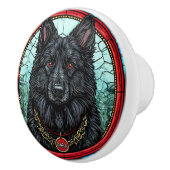 Zwarte Honden Keramische Kastknop Knop (Rechts)