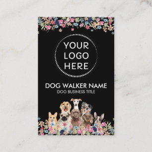 Zwarte Honden Schattig Bloemig Foto Logo cirkel Visitekaartje