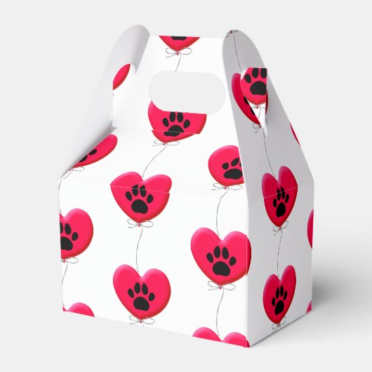 Zwarte Hondenpoot Rode Ballon Custom Bedankdoosjes (Achterkant)