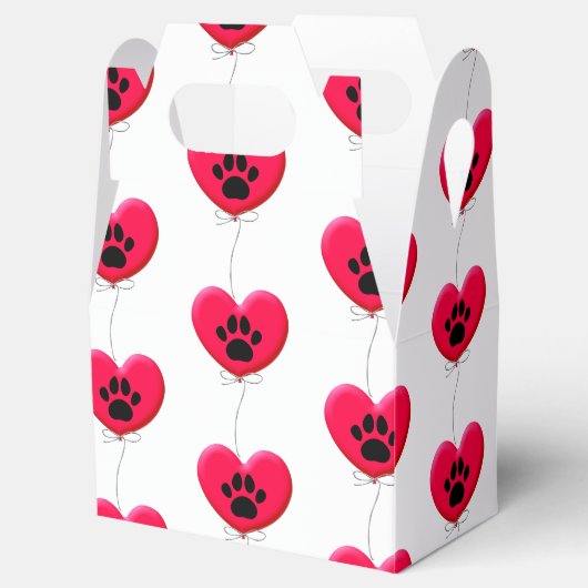 Zwarte Hondenpoot Rode Ballon Custom Bedankdoosjes (Geopend)