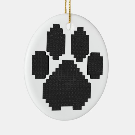 Zwarte hondenpootafdruk bouwstenen keramisch ornament (Rechts)