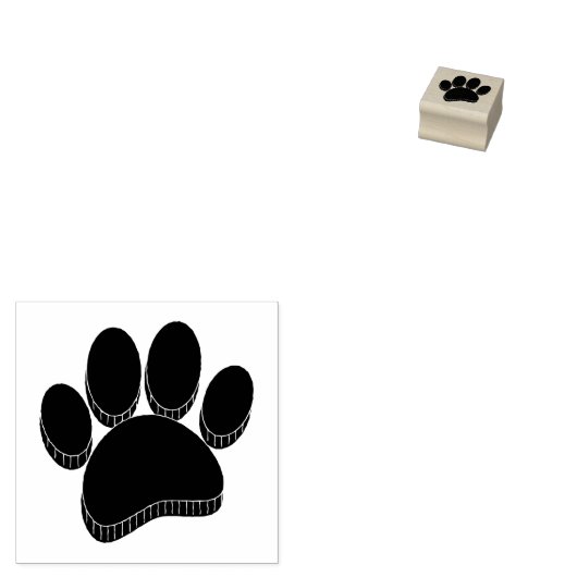 Zwarte Hondenpootafdruk Handgetekend Aangepast Hui Rubberstempel (Gestempeld)