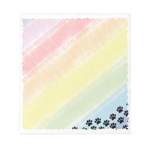 Zwarte Hondenpootjes Pastel Regenboog Waterverf Hu Notitieblok