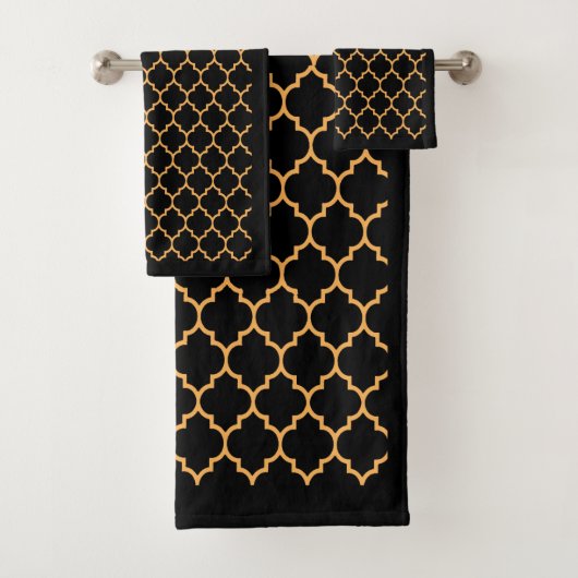 Zwarte Honeycomb Bad Handdoek (Insitu)