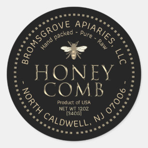 Zwarte Honeycomb Sticker Metallic Gold met bijen