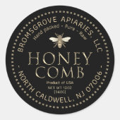 Zwarte Honeycomb Sticker Metallic Gold met bijen (Voorkant)