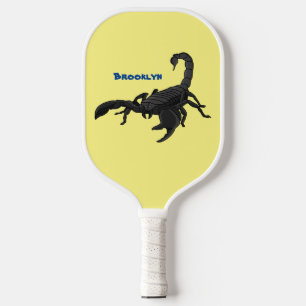 Zwarte hongerig schilderij cartoon pickleball paddle