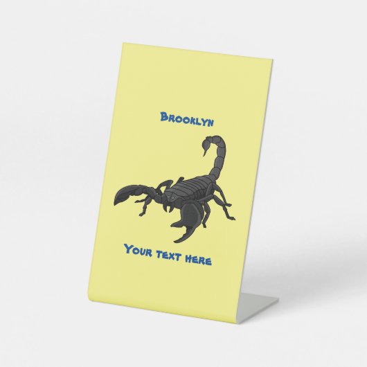 Zwarte hongerig schilderij cartoon reclamebord met voetstuk (Voorkant)