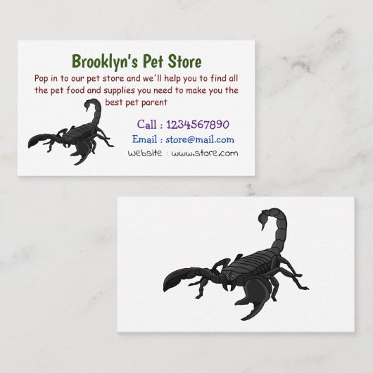 Zwarte hongerig schilderij cartoon visitekaartje (Voorkant / Achterkant)