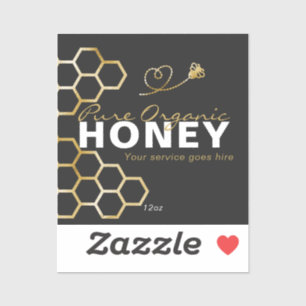 Zwarte Honing Gouden Bijen Honingraat Productlabel Sticker