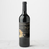 Zwarte Honing Label Zonnebloem Metallic Goud 3.5 " Wijn Etiket (Voorkant)