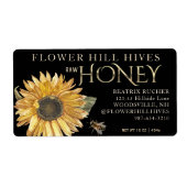 Zwarte Honing Zonnebloem met Bee Gold op Zwart Etiket (Voorkant)