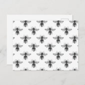 Zwarte honingbijen op wit briefkaart (Voorkant / Achterkant)