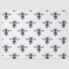 Zwarte honingbijen op witte ontkoppeling tissuepapier