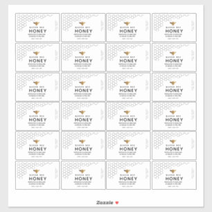 Zwarte honingraat, transparant honingbijenetiket 8 sticker