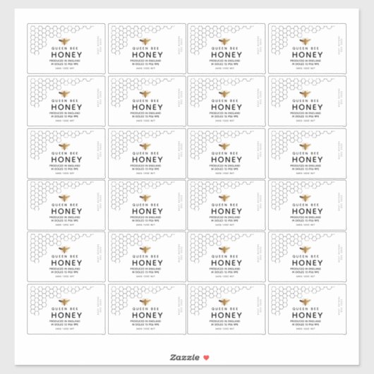 Zwarte honingraat, transparant honingbijenetiket 8 sticker (Vel)