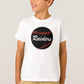 Zwarte honkbal aangepaste team- of spelernaam jong t-shirt (Voorkant)