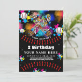 Zwarte honkbal skateboard graffiti kleurrijke part kaart (Staand voorkant)