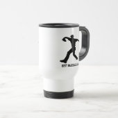 Zwarte Honkbal Speler Silhouet Aangepaste tekst Reisbeker (Voorkant rechts)
