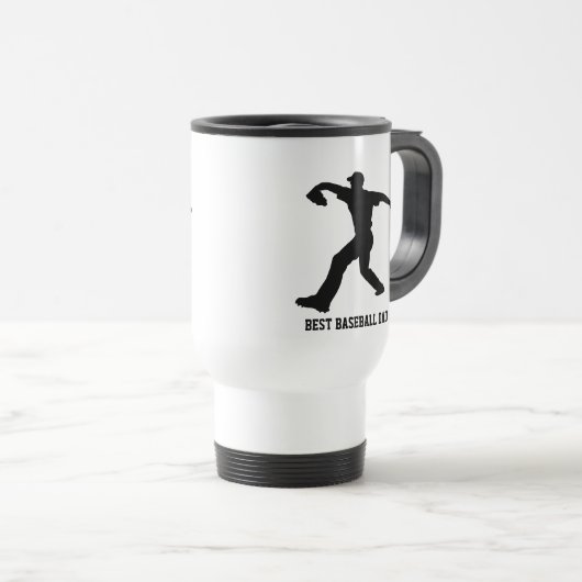 Zwarte Honkbal Speler Silhouet Aangepaste tekst Reisbeker (Voorkant rechts)