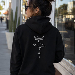 Zwarte hoodie met 'Jesus'-kroon, strakke moderne s