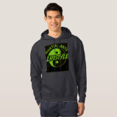 ZWARTE HOODIE NEON GROEN SCHRIJVEN (Voorkant volledig)