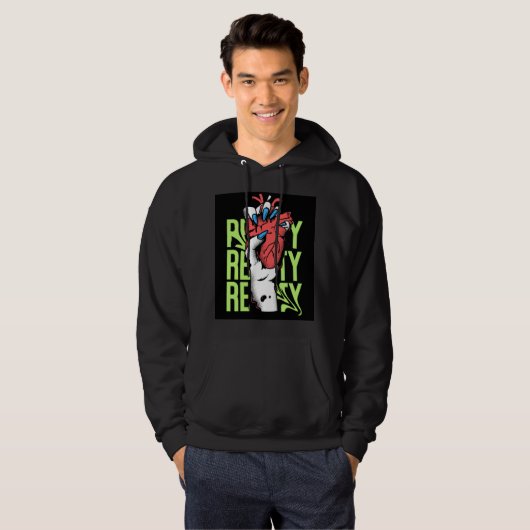 Zwarte hoodie vol sleeve (Voorkant volledig)