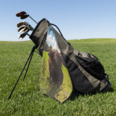 Zwarte hoogland koe grazend groen veld zonlicht golfhanddoek (Groen)