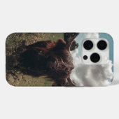 Zwarte hoogland Schotse koe grazend  retro Case-Mate iPhone Case (Achterkant (horizontaal))