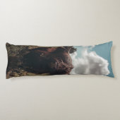 Zwarte hoogland Schotse koe grazend retro Lichaamskussen (Achterkant)