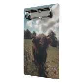 Zwarte hoogland Schotse koe grazend  retro Mini Klembord (Angled2)