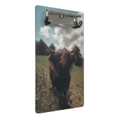 Zwarte hoogland Schotse koe grazend  retro Mini Klembord (Schuin)