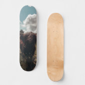 Zwarte hoogland Schotse koe grazend  retro Persoonlijk Skateboard (Voorkant)