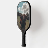 Zwarte hoogland Schotse koe grazend retro Pickleball Paddle (Links)