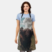 Zwarte hoogland Schotse koe grazend  retro Schort (Gedragen)