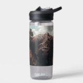 Zwarte hoogland Schotse koe grazend  retro Waterfles (Links)