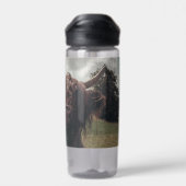 Zwarte hoogland Schotse koe grazend  retro Waterfles (Achterkant)