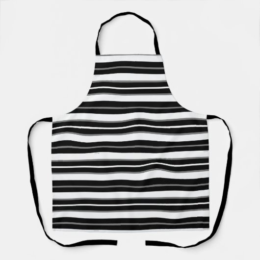 Zwarte Horizontale Streep Keuken Chef Schort (Voorkant)