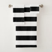 Zwarte horizontale strepen bad handdoek (Insitu)