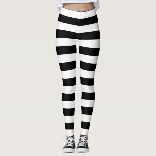 Zwarte horizontale strepen leggings (Voorkant)