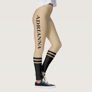 Zwarte horizontale strepen Naam bruin Leggings