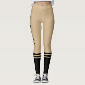 Zwarte horizontale strepen | Naam | bruin Leggings (Voorkant)