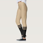 Zwarte horizontale strepen | Naam | bruin Leggings (Links)