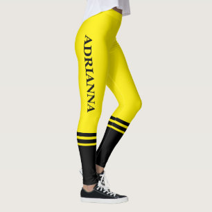 Zwarte horizontale strepen   Naam   kanariegeel Leggings