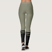 Zwarte horizontale strepen | Naam | Warm grijs Leggings (Achterkant)