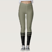 Zwarte horizontale strepen | Naam | Warm grijs Leggings (Voorkant)