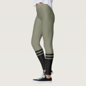 Zwarte horizontale strepen | Naam | Warm grijs Leggings (Links)
