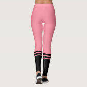 Zwarte horizontale strepen | Naam | Zalmroze Leggings (Achterkant)