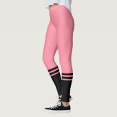 Zwarte horizontale strepen | Naam | Zalmroze Leggings (Links)